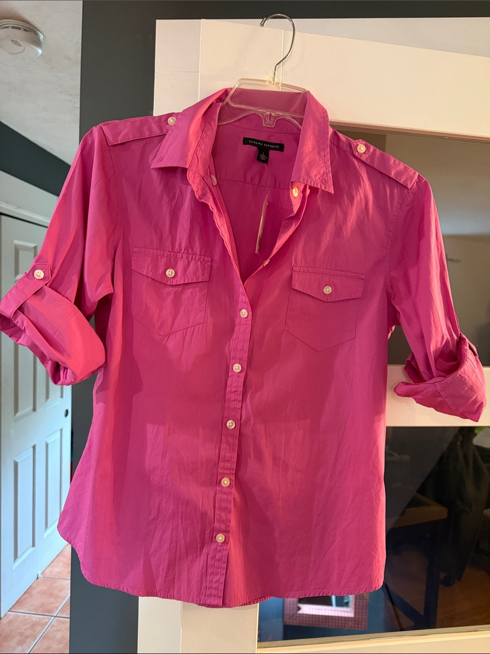 Banana Republic Bright Pink Button-Up Shirt
